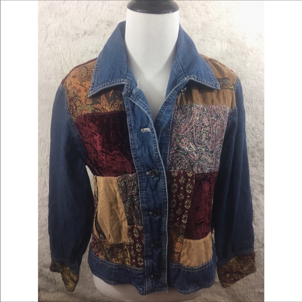 J Jill Out Of The Blue Patchwork Denim Jacket SP